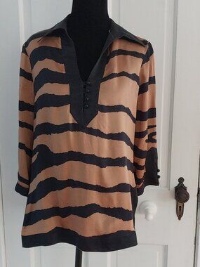Animal Print Pure Silk Blouse